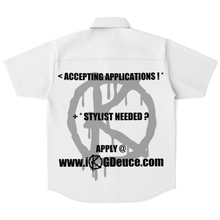 Load image into Gallery viewer, "NO STYLIST" (Button-Up Shirt) White