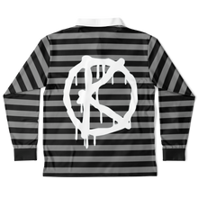 Load image into Gallery viewer, Stripe (LongSleeve Polo Shirt) Black/Grey