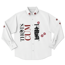 Load image into Gallery viewer, THOTS CUM FIRST (LongSleeve Button-Up Shirt) White