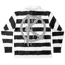 Load image into Gallery viewer, Stripe (LongSleeve Polo Shirt) Black/White