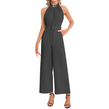 Load image into Gallery viewer, Women's (Halter Neck Buckle Belted Jumpsuit) Black
