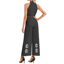 Load image into Gallery viewer, Women's (Halter Neck Buckle Belted Jumpsuit) Black