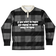 Load image into Gallery viewer, Never Sleep Broke (LongSleeve Polo Shirt) Black/Grey/Off-White
