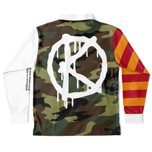 Look In The Mirror (LongSleeve Polo Shirt) Camo/Red/Orange/White