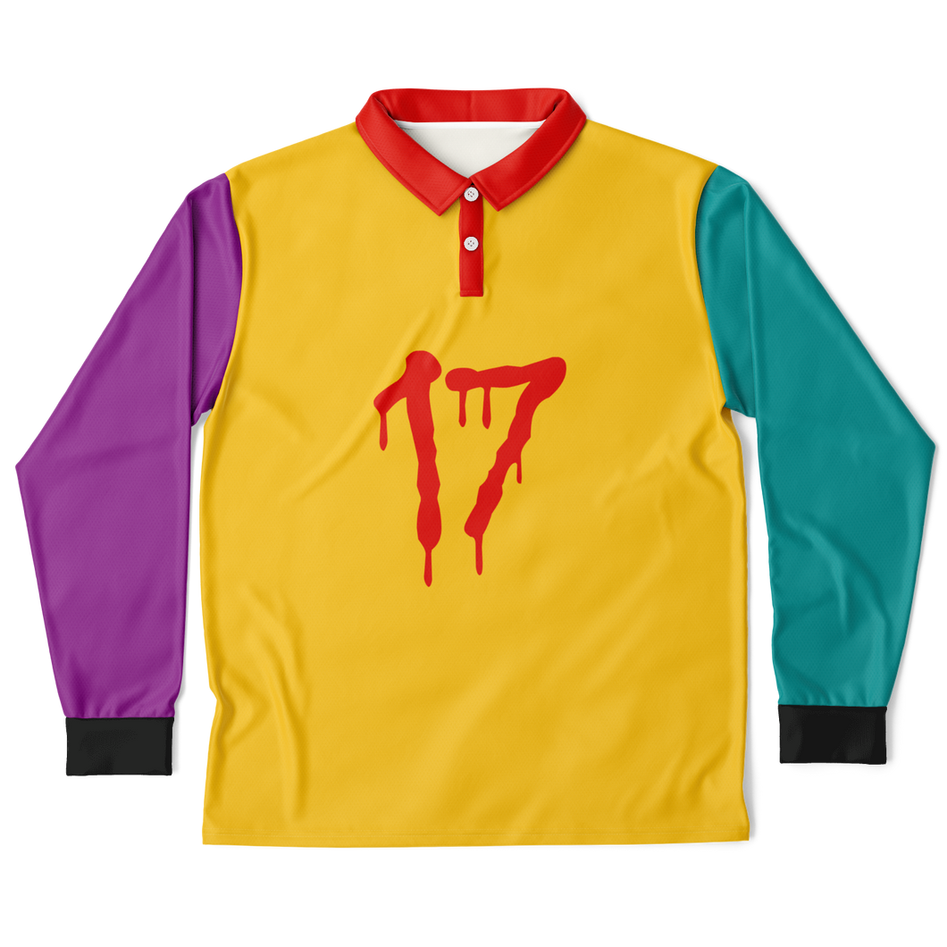 17' BILL (LongSleeve Polo Shirt) Yellow/Teal/Purple/Red/Black