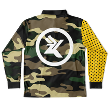 Load image into Gallery viewer, Lady Gunplay (LongSleeve Polo Shirt) Camo/Yellow &amp; Black Polka Dot
