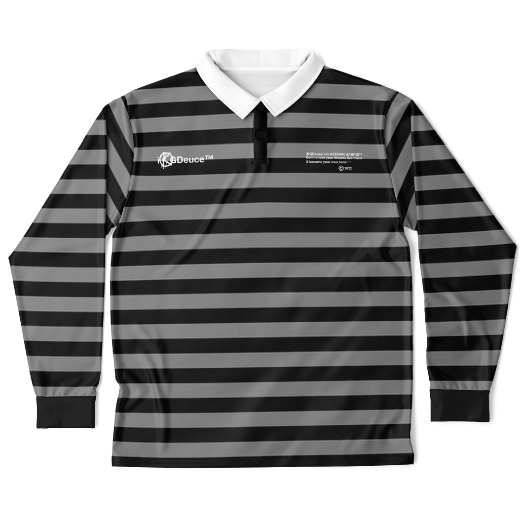 Stripe (LongSleeve Polo Shirt) Black/Grey