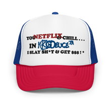 Load image into Gallery viewer, Slay Shit &amp; Get Money ! * (Trucker Hat) Red/White/Blue

